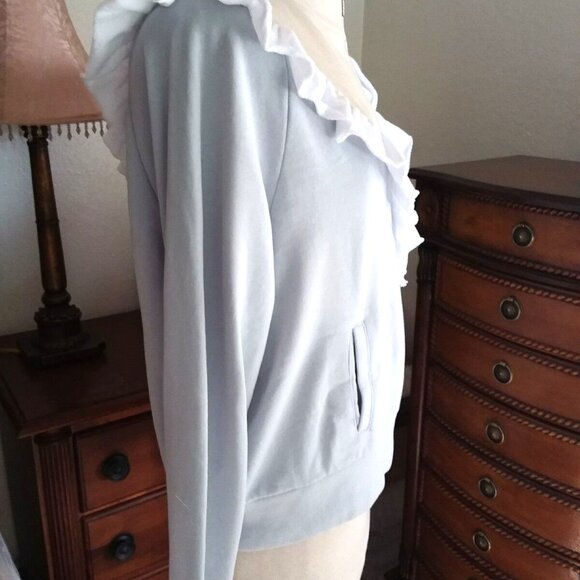 Wildfox Prima Pullover Ruffle Boho Colorblock Half Zip Sweatshirt, SIZE M - Picture 7 of 9